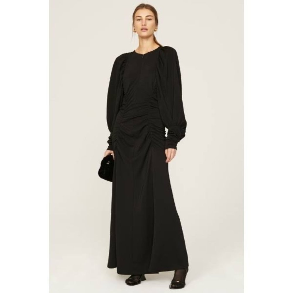 By Malene Birger Cheyla gathered black maxi dress Size M